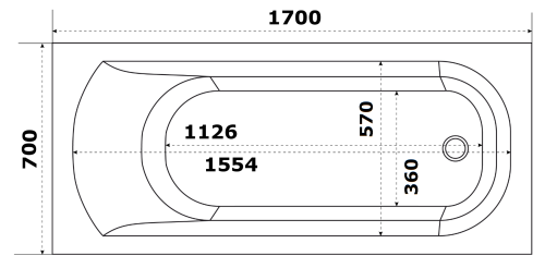 Акриловая ванна STWORKI Ольборг 170x70 см, с каркасом в Ейске