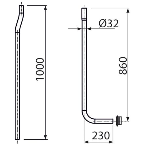 Alca Plast A95 Водосливная труба 32 мм, состоящая из двух частей + прокладка гофрированная в Ейске